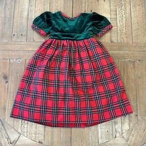 Smockingbird tartan plaid flannel velvet christmas dress